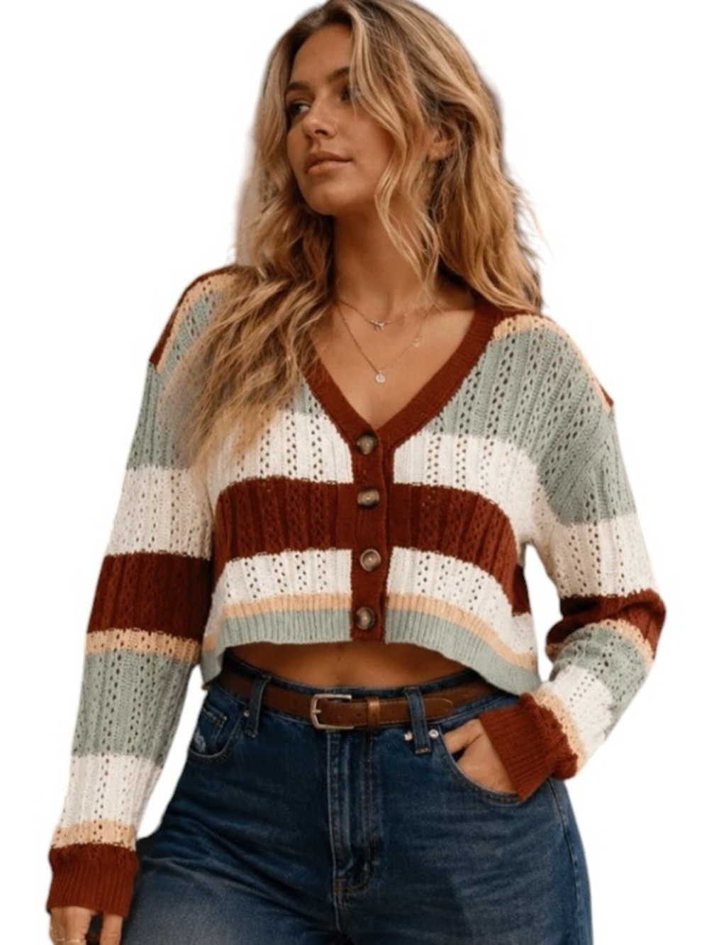 0470: ENDLESS BLU NWT CARDIGAN AND SWEATER BROWN MINT (H27)